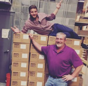Bogeys staff in the warehouse posing for photo